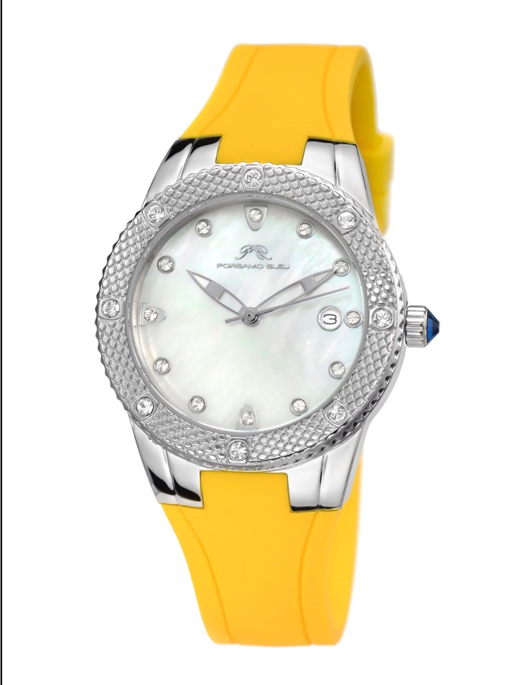 Porsamo Bleu Women's Linda Luxury Watch with Yellow Silicone Strap